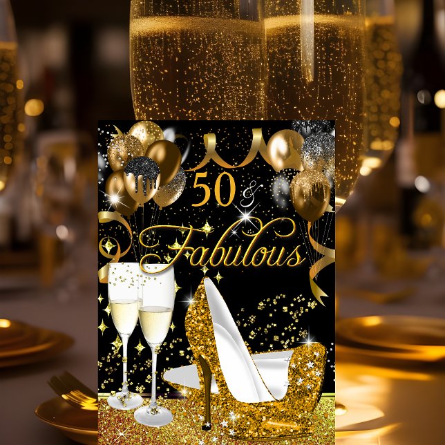 Fabulous 50 Glitzer Gold Heel Glitzy Glam Party Einladung (Von Creator hochgeladen)