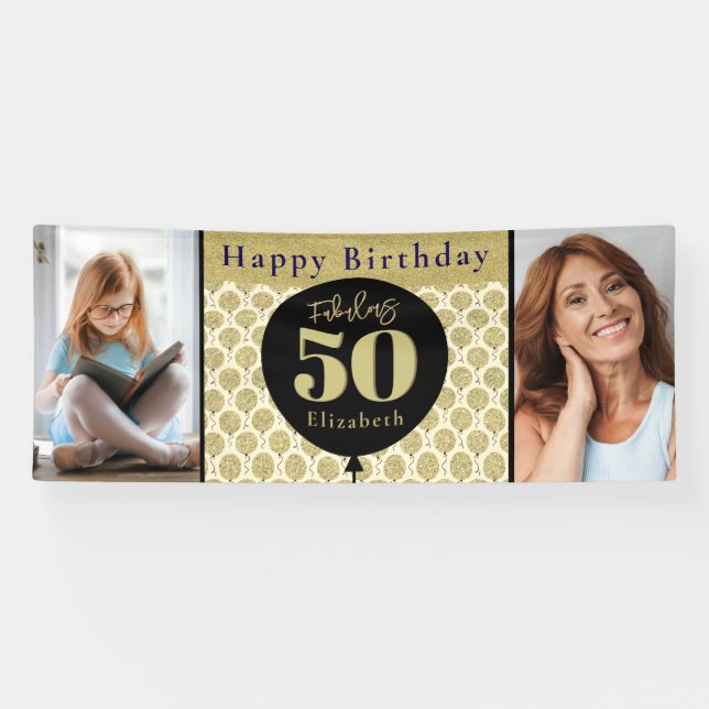 Fabulous 50 Gold Geburtstag Banner (Horizontal)