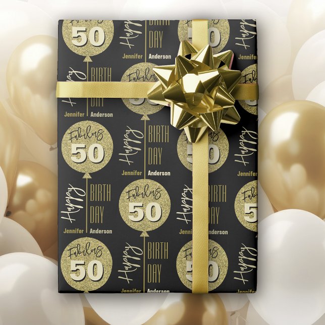 Fabulous 50 Gold Geburtstag Geschenkpapier (Von Creator hochgeladen)