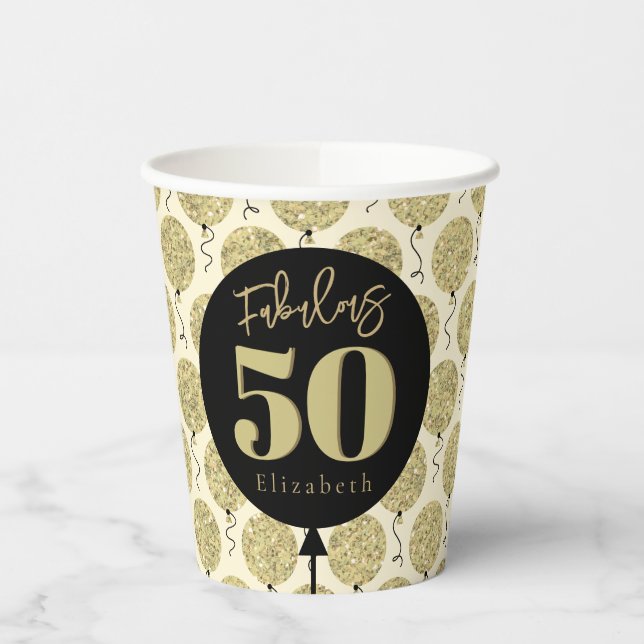 Fabulous 50 Gold Geburtstag Pappbecher (Links)