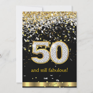 Fabulous 50 Gold Silver Streamers 50. Geburtstag B Einladung