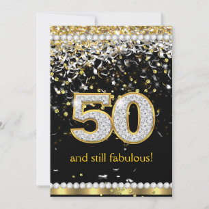 Fabulous 50 Gold Silver Streamers 50. Party Einladung