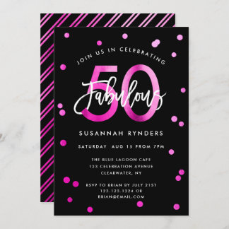 Fabulous 50 | Modern Chic Pink Geburtstagsparty Einladung