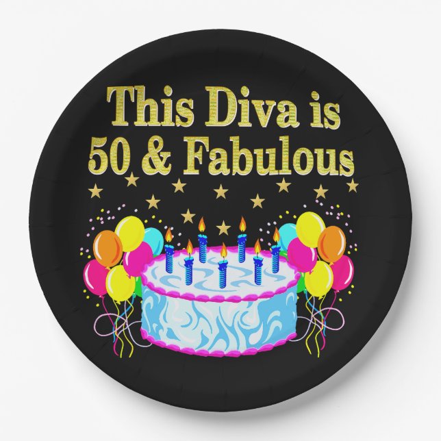 FABULOUS 50. PARTY FEIERUNGSGESTALTUNG PAPPTELLER (Vorderseite)