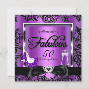 Fabulous 50 Party Lila Champagner High Heels Einladung