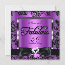 Fabulous 50 Party Lila Damask Black Lace Einladung