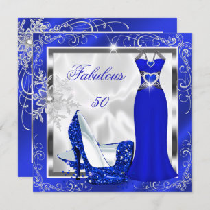 Fabulous 50 Party Royal Blue Silver Dress Heelse S Einladung
