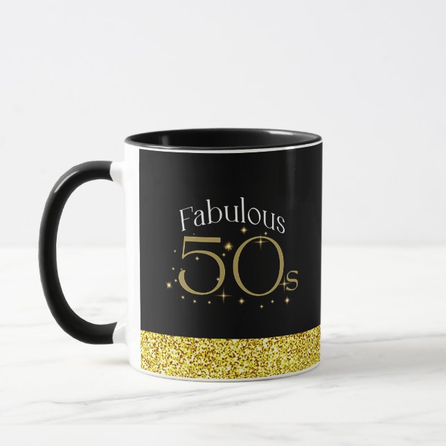 Fabulous 50er Chic Modern Script Black Gold Glitze Tasse (Links)