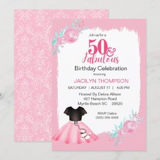 Fabulous 50er Poodle Skirt Geburtstagsparty Einladung