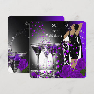 Fabulous 60 60. Geburtstag Lila Rose Martini Einladung