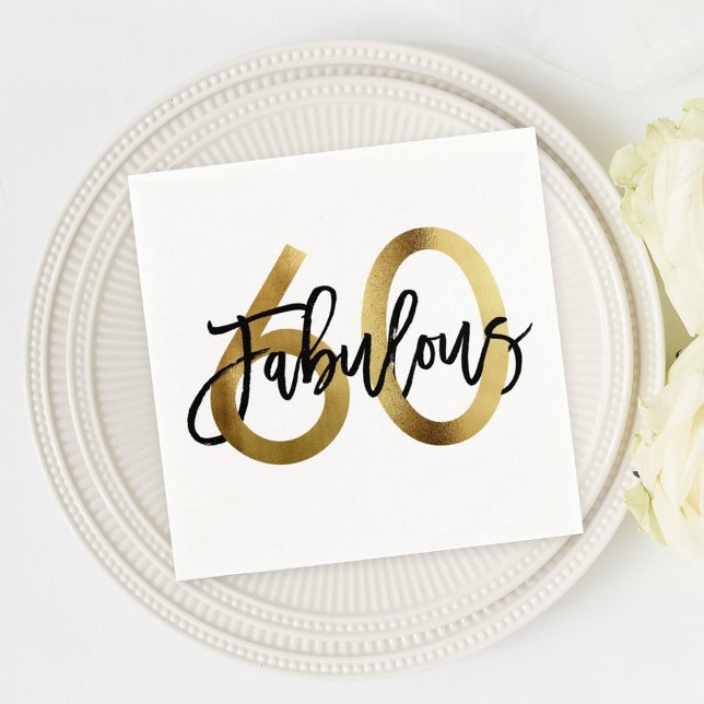 Fabulous 60. | Gold Moderne Elegante Chic Geburtst Serviette (Von Creator hochgeladen)