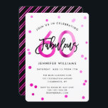 Fabulous 60. | Moderne elegante Rosa Geburtstagspa Einladung<br><div class="desc">Feiern Sie Ihre fabelhafte 60. Geburtstagsfeier mit diesen modernen,  eleganten,  schicken Party Einladungen mit Pinselhandschrift und rosa/schwarz Design. Die Hintergrundfarbe kann unter "Weitere Anpassung" geändert werden. Teil der "Fabulous 60." Kollektion.</div>