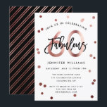 Fabulous 60. | Moderne Rose Gold Brushed Birthday Einladung<br><div class="desc">Feiern Sie Ihre fabelhafte 60. Geburtstagsparty mit diesen modernen,  eleganten Party Einladungen mit Pinselhandschrift und Imitat Rose Gold / Schwarz Design. Die Hintergrundfarbe kann unter "Weitere Anpassung" geändert werden. Teil der "Fabulous 60." Kollektion.</div>