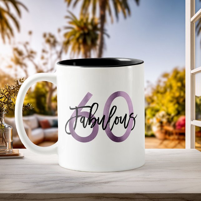 Fabulous 60. | Moderner Chic Lilac Lila Geburtstag Zweifarbige Tasse (Von Creator hochgeladen)