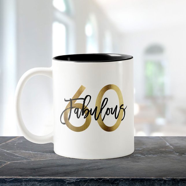 Fabulous 60. | Modernes Elegantes Gold zum Geburts Zweifarbige Tasse (Von Creator hochgeladen)