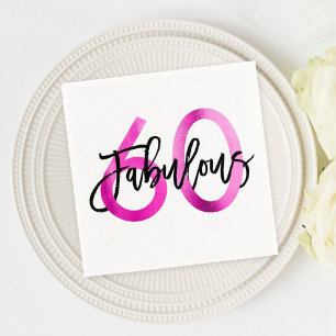 Fabulous 60.   Rosa Moderne Elegante Chic Geburtst Serviette