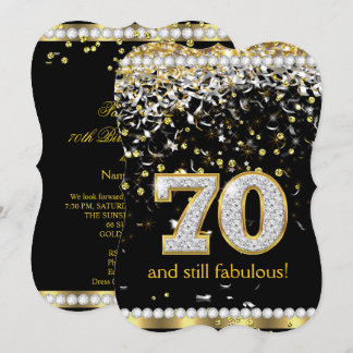 Fabulous 70 Gold Silver Streamers 70. Party Einladung