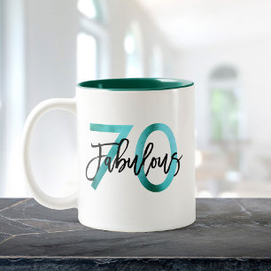 Fabulous 70.   Moderne Elegante Aquamarine Grüne G Zweifarbige Tasse