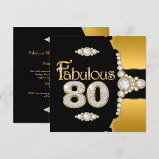 Fabulous 80 80. Geburtstag Gold Black Diamond Einladung