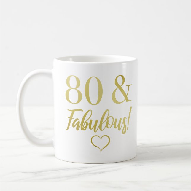 Fabulous 80. Geburtstag (Gold) Kaffeetasse (Links)