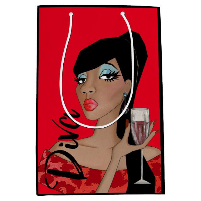 Fabulous "African American Diva" Geschenktasche Mittlere Geschenktüte (Vorderseite)