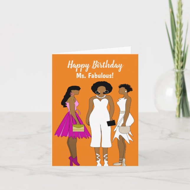 Fabulous African American Happy Birthday Card Dankeskarte (Vorderseite)