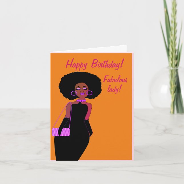 Fabulous African American Lady Birthday Card Karte (Vorderseite)