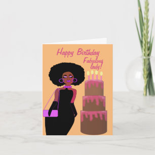 Fabulous African American Lady Birthday Card Karte