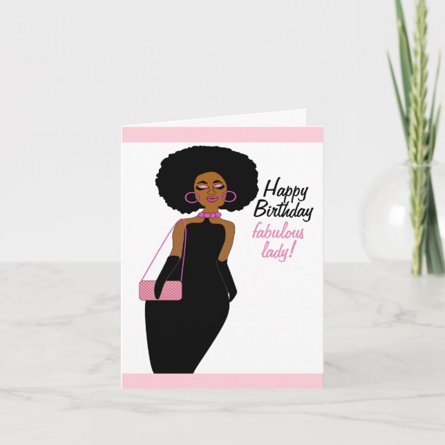 Fabulous African American Lady Birthday Karte (Vorderseite)