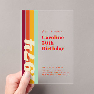 Fabulous at 50 Retro Birthday Party Acryleinladungen
