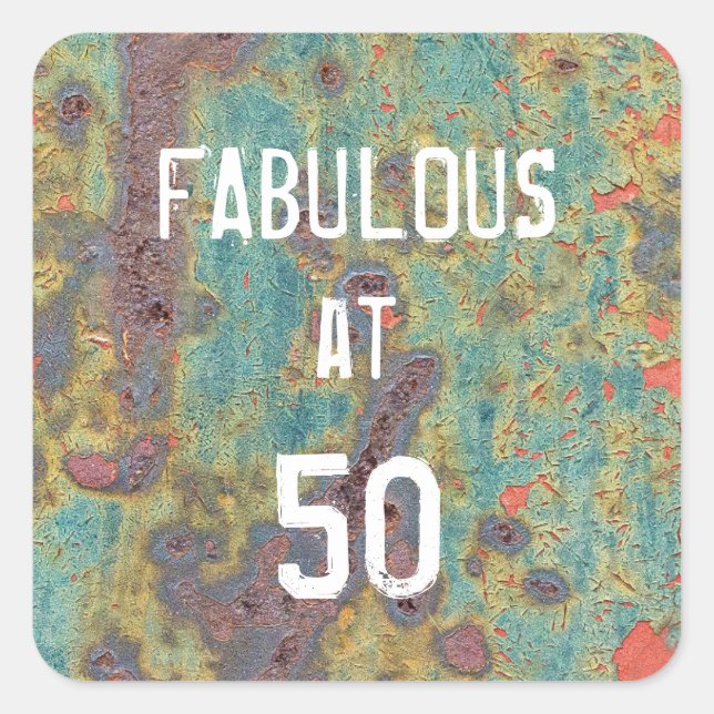 Fabulous at 50 Rust Square Sticker (Vorderseite)