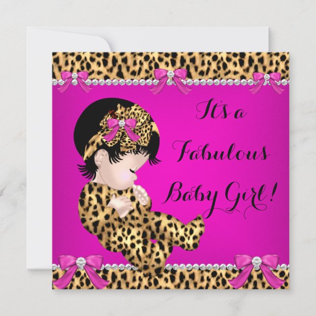 Fabulous Baby Shower Baby Niedlich Girl Leopard Pi Einladung (Vorderseite)