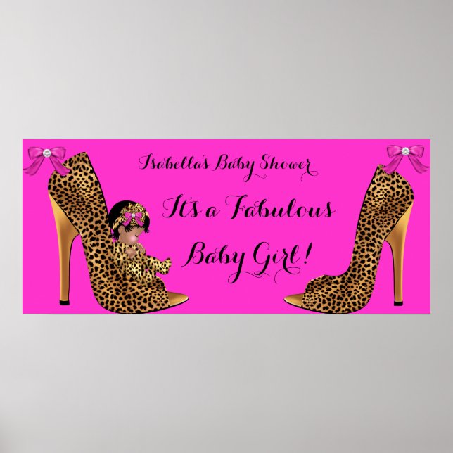 Fabulous Baby Shower Baby Niedlich Girl Leopard Sc Poster (Vorne)
