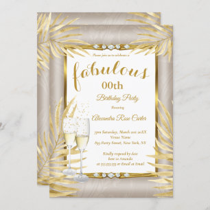 Fabulous Beige Gold Palms Champagner Party Einladung
