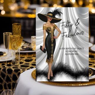 Fabulous Birthday Glamour Frauen Schwarz Gold Einladung