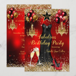 Fabulous Birthday Red Celebration Star Heelse Klei Einladung