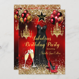 Fabulous Birthday Red Celebration Star Heelse Klei Einladung