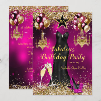 Fabulous Birthday Rosa Feier Star Heelse Einladung