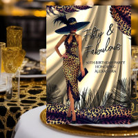 Fabulous Birthday Woman Black Gold Leopard Feder