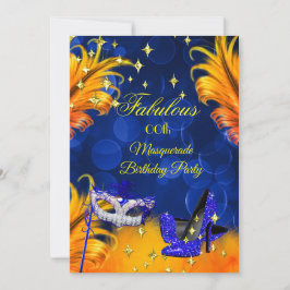 Fabulous Blue Yellow Masquerade Geburtstagsparty Einladung