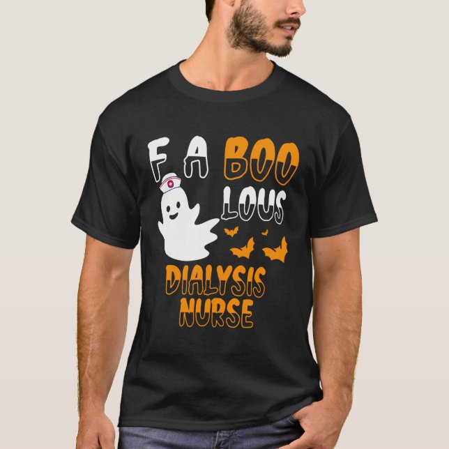Fabulous Boo Crew Dialyse Nurse Niedlich Halloween T-Shirt (Vorderseite)