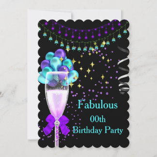 Fabulous Champagne Lila Aquamarine Geburtstagspart Einladung