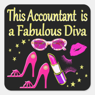 FABULOUS DIVA ACCOUNANT DIVA QUADRATISCHER AUFKLEBER