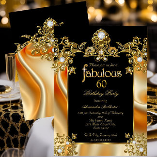 Fabulous Elegant 60. Geburtstag Seidengolden Diama Einladung