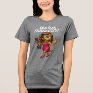 Fabulous Feline in Pink Tri-Blend Shirt