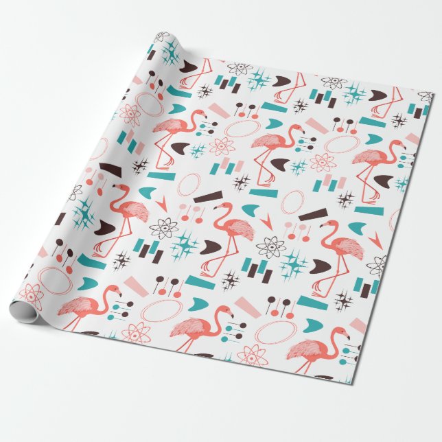 Fabulous Fifties Flamingos Geschenkpapier (Ungerollt)