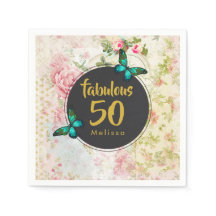 Fabulous Fifty Butterfly on Vintag Collage