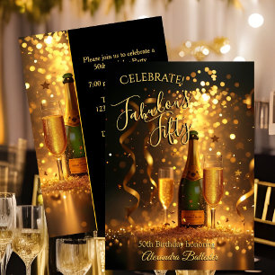 Fabulous Fifty Feier Champagner Girlanden Einladung