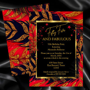 Fabulous Fifty Five Geburtstag Rot Gold Federn Einladung