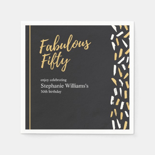 Fabulous Fifty Golden Modern Woman's 50th Birthday Serviette (Vorderseite)